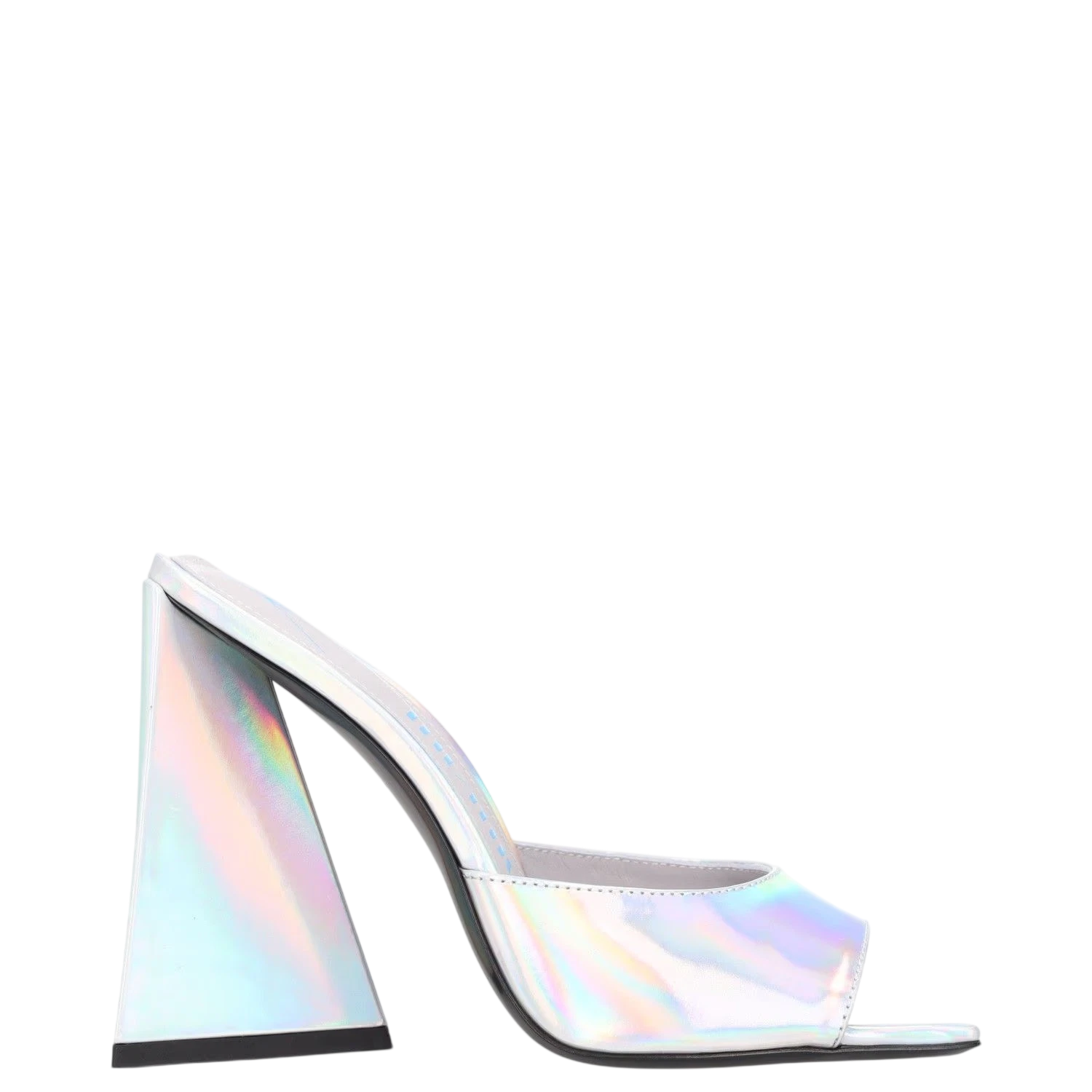 THE ATTICO Devon Metallic Silver Leather Mules UK 4 EU 37