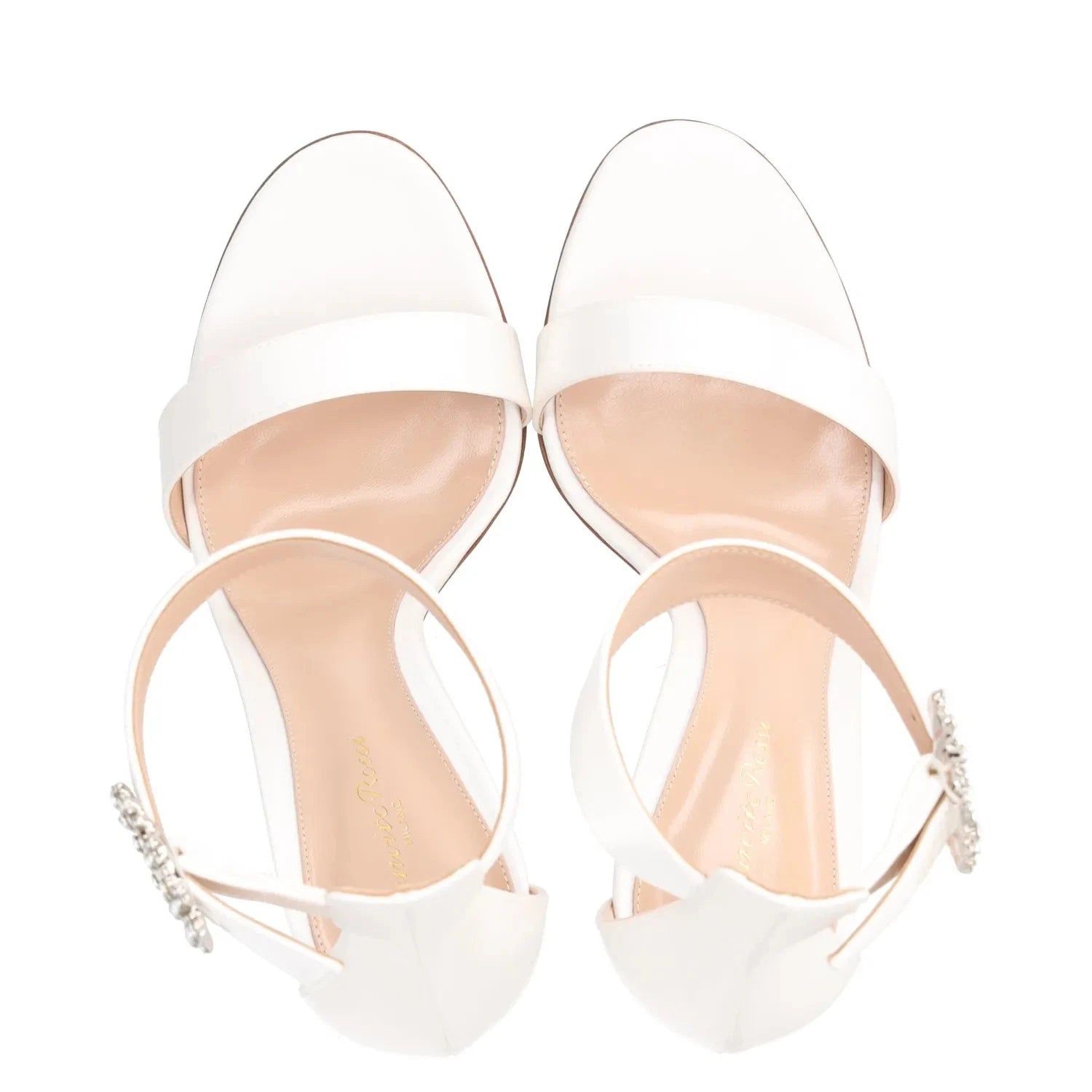 GIANVITO ROSSI White Satin Crystl Buckle 105mm Portofino Heeled Sandals UK 7 EU 40