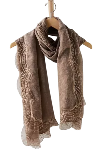 Free People Brown Love Laced Washed Scarf