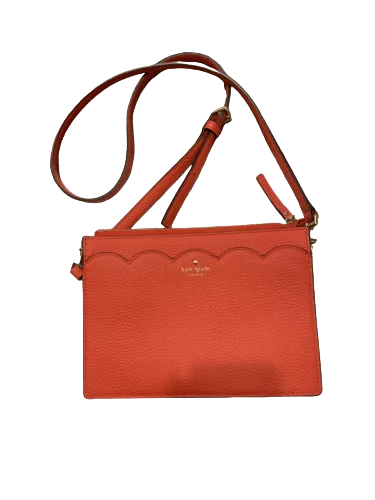 Kate Spade red pebbled leather scallop detail crossbody bag