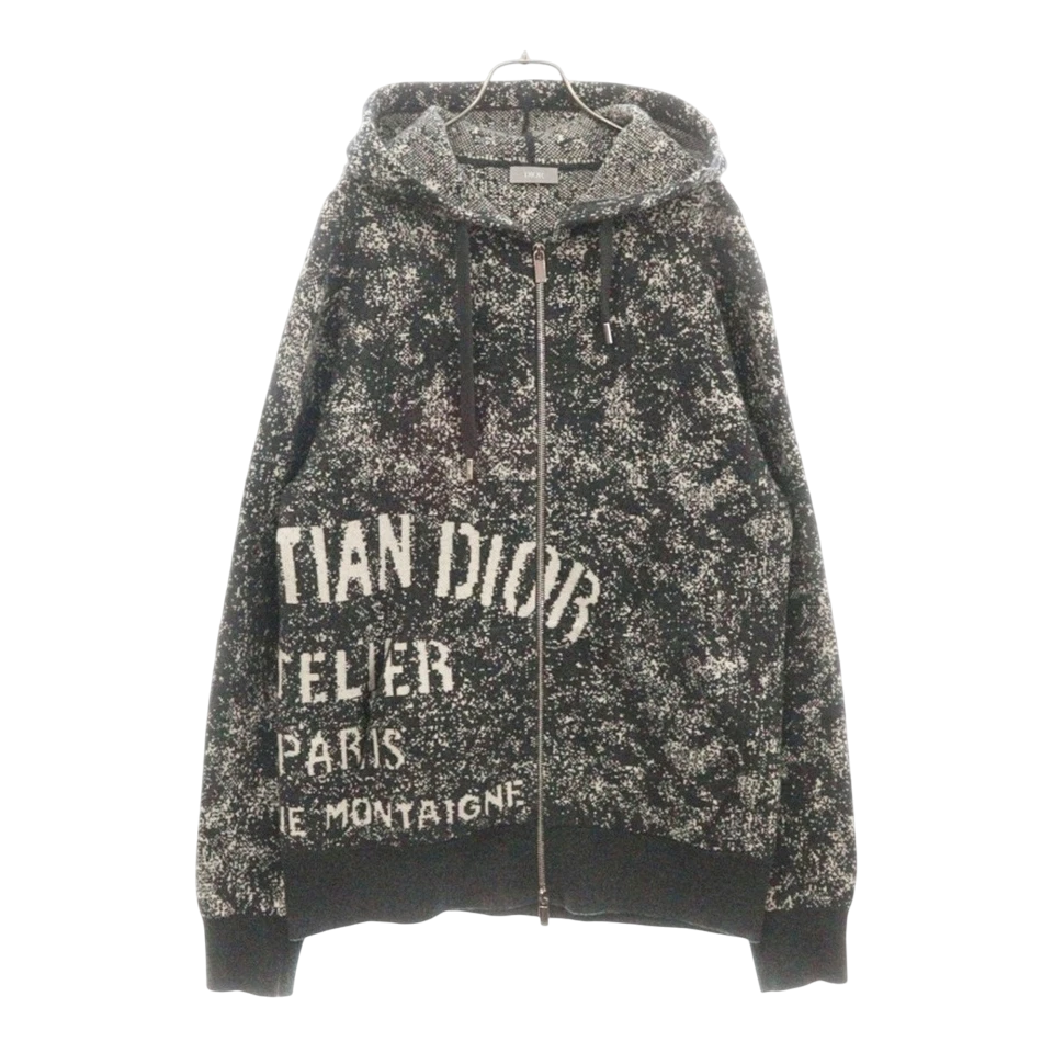 Christian Dior Grey vintage Atelier Noise Knit Zip Up Hoodie UK XL