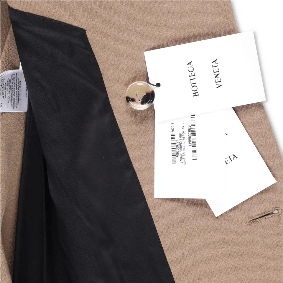 BOTTEGA VENETA Beige Double-breasted Stretch Wool Coat With Gold Hardware Detail It40 UK 8