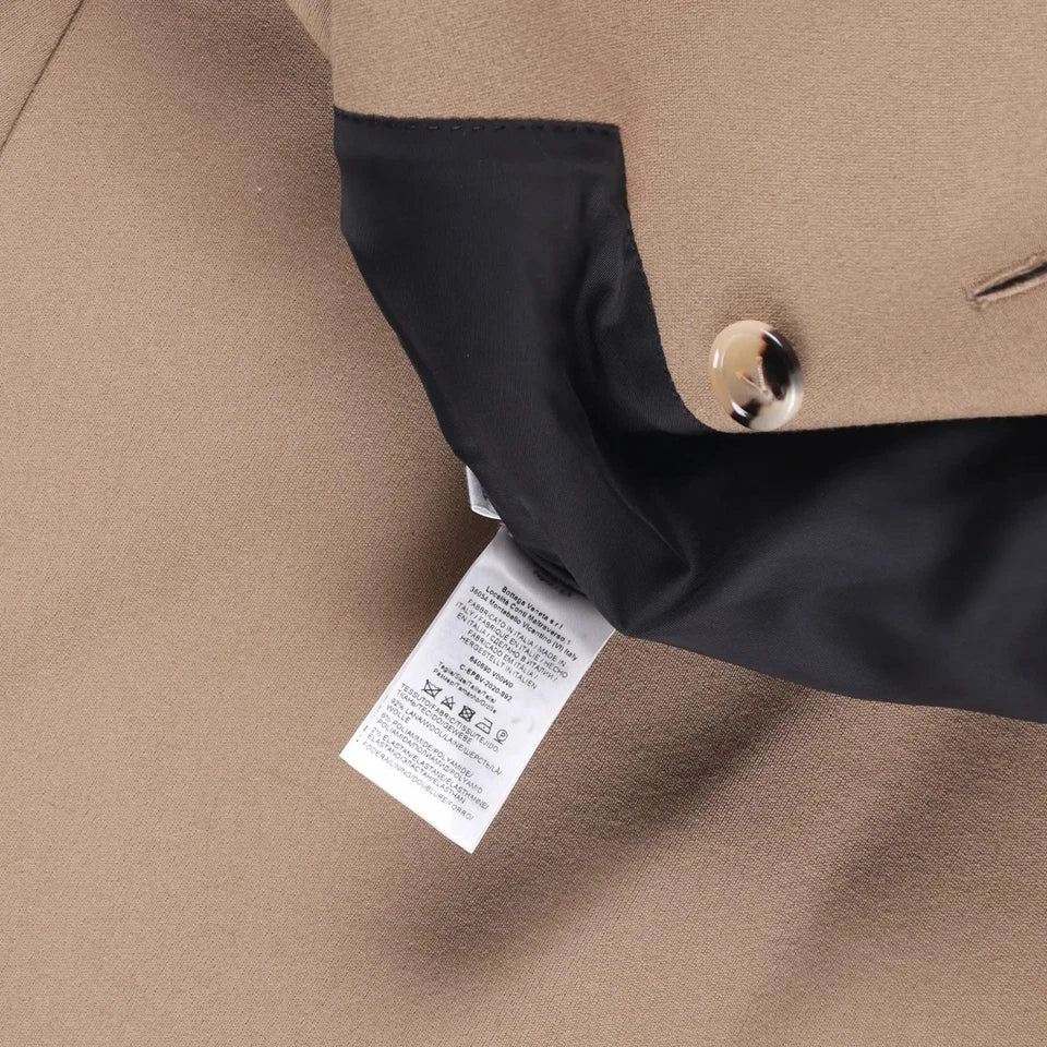 BOTTEGA VENETA Beige Double-breasted Stretch Wool Coat With Gold Hardware Detail It40 UK 8