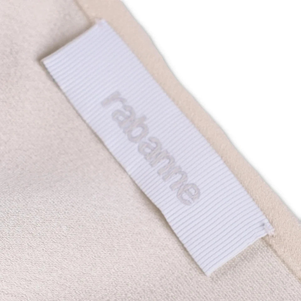 Paco Rabanne Cream Fringed Asymmetric Midi Dress Fr34 UK 6