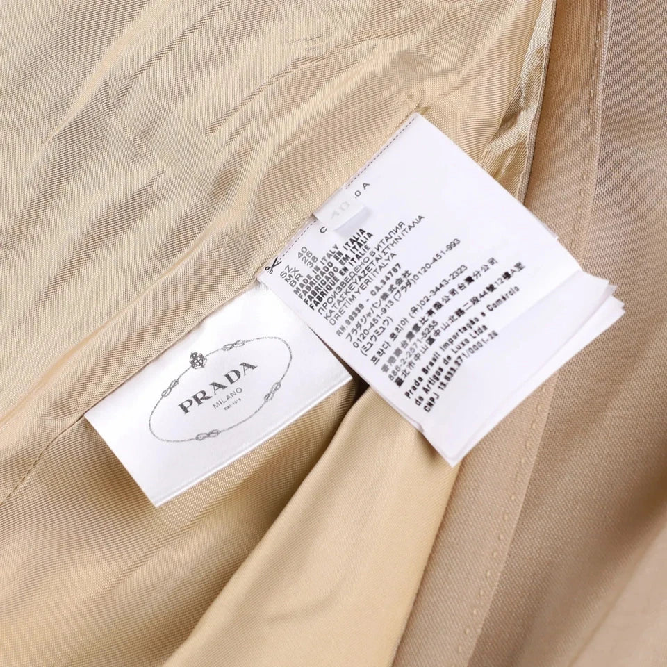 PRADA Beige Virgin Wool/mohair Blend Logo-triangle Single-breasted Blazer It40 UK 8