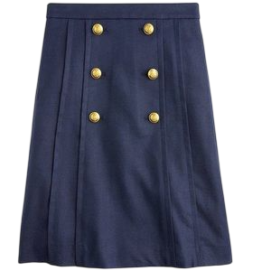 J.CREW Blue Pleated-front Sailor Skirt In Stretch Linen Us4 UK 8