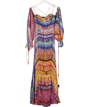 Saaksha & Kinni Multicoloured Multi Colour Block Print Dress UK S