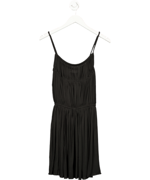 Saint Laurent Black Pleated Chiffon Lined Mini Dress UK XS