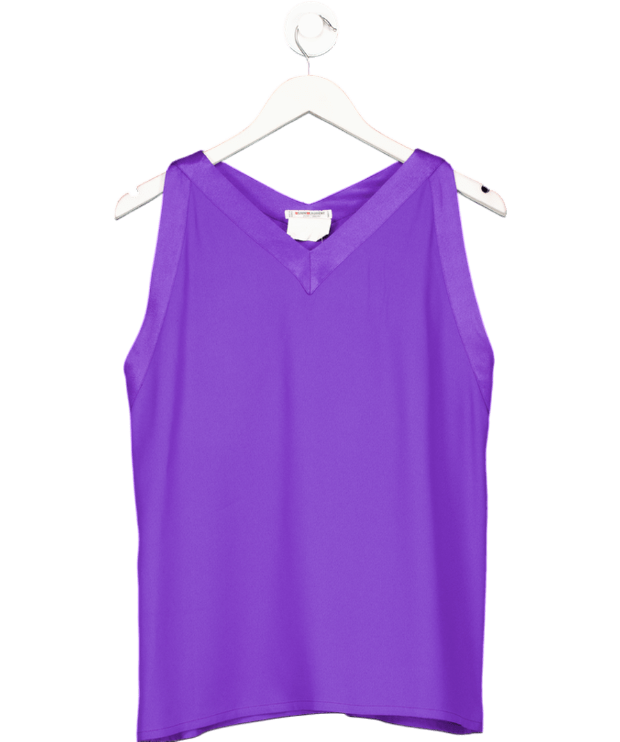 Saint Laurent Purple V - neck Sleeveless Crepe Top UK 14 - Reliked