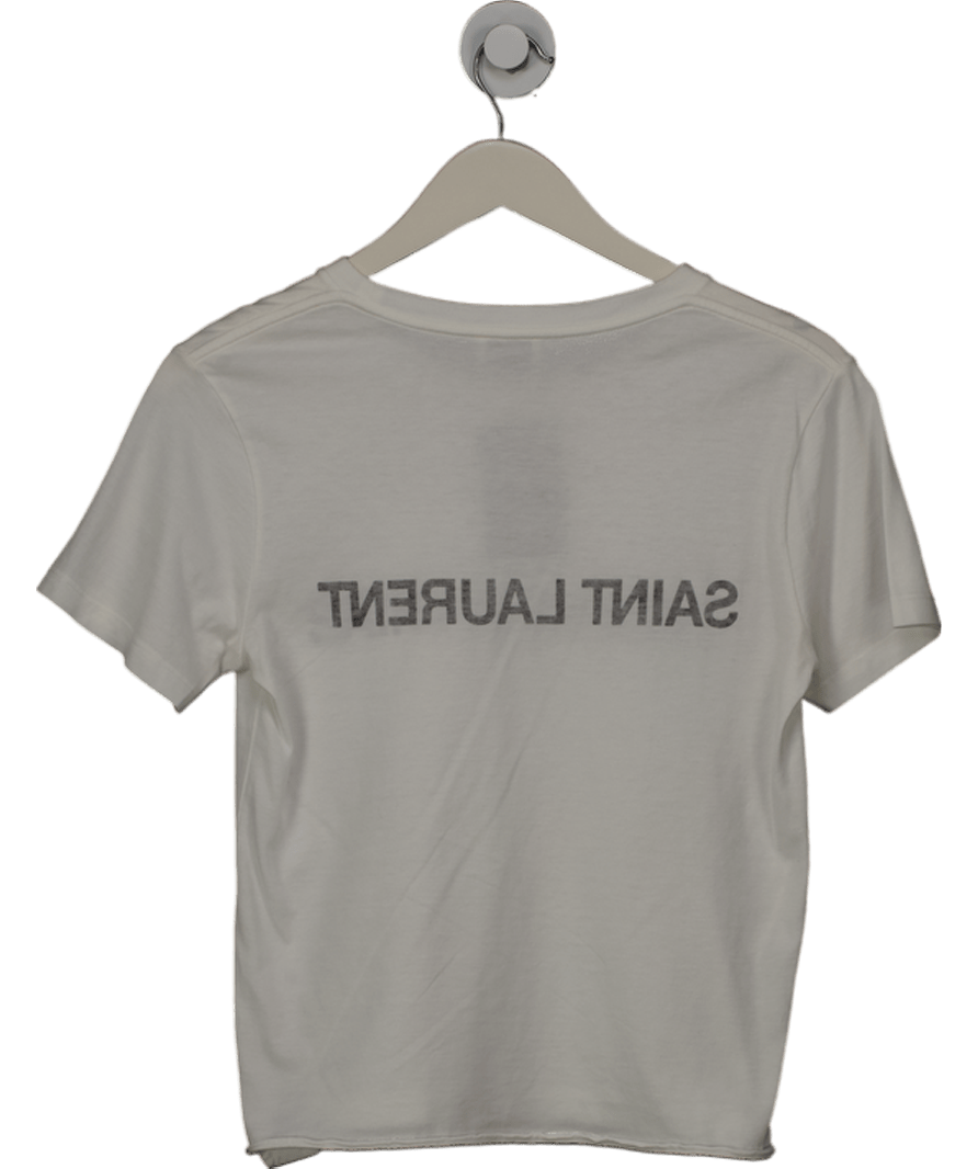 Saint Laurent White Reverse Logo T-shirt UK XS - Reliked