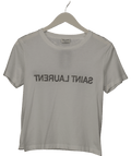 Saint Laurent White Reverse Logo T-shirt UK XS - Reliked
