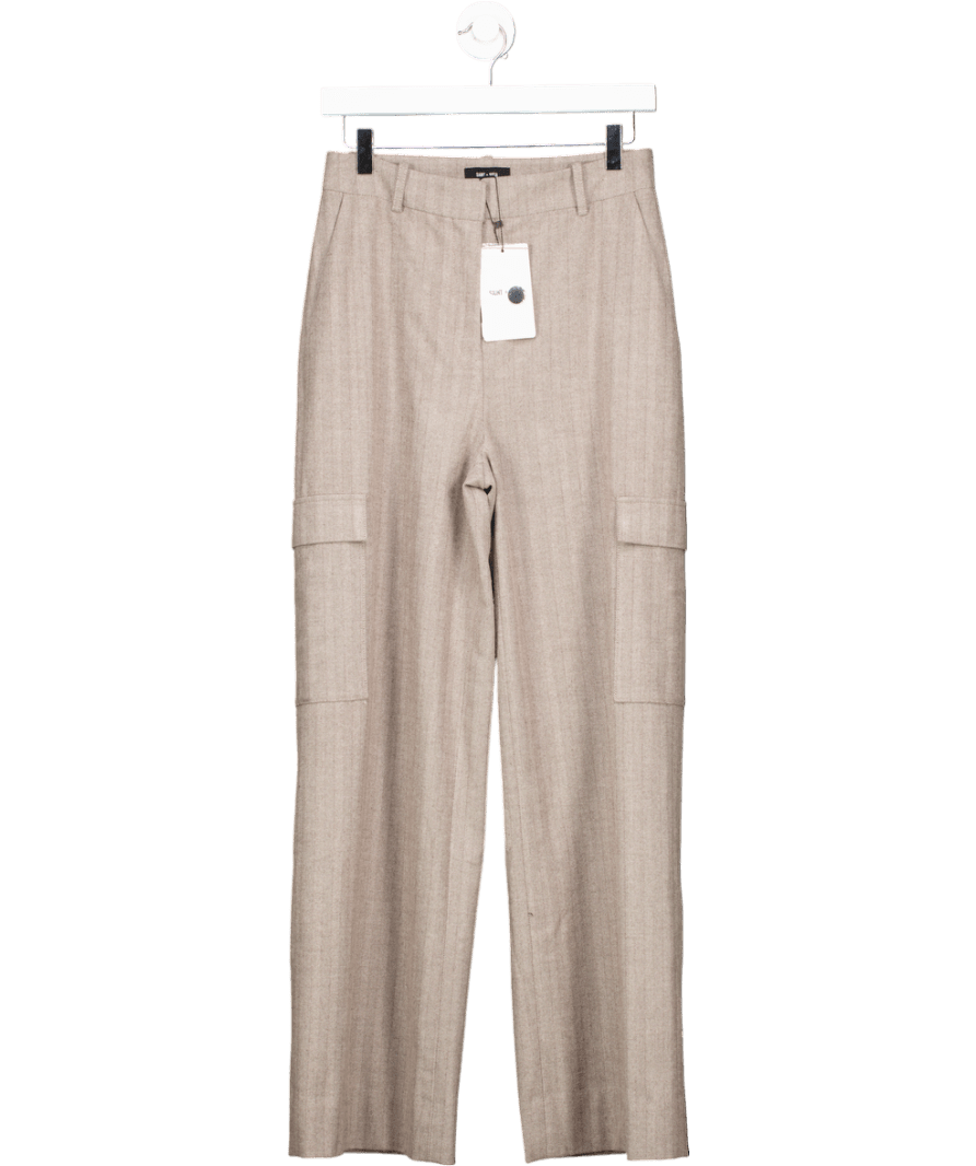 Saint + Sofia Astrid Cargo Pant - Brown Herringbone UK 8 - Reliked