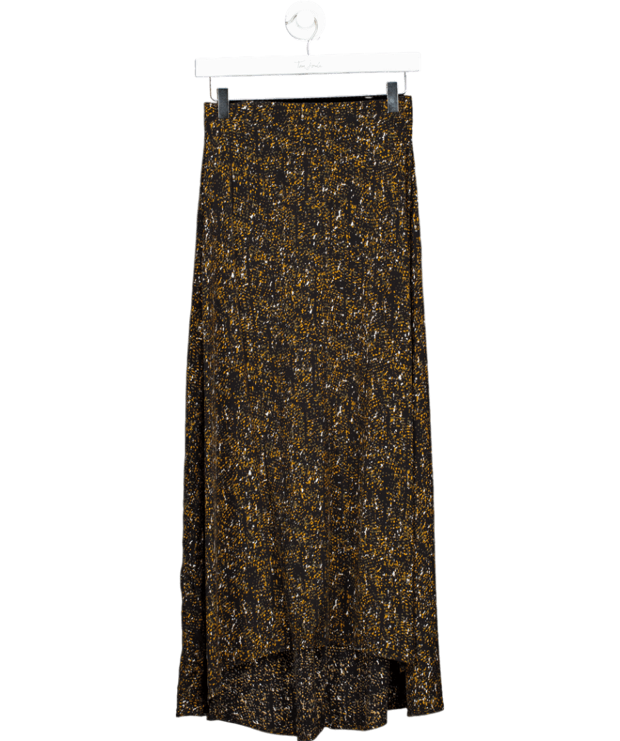 Saint + Sofia Brown Sutton Silky Midi Skirt - Ditsy Leopard UK 8 - Reliked