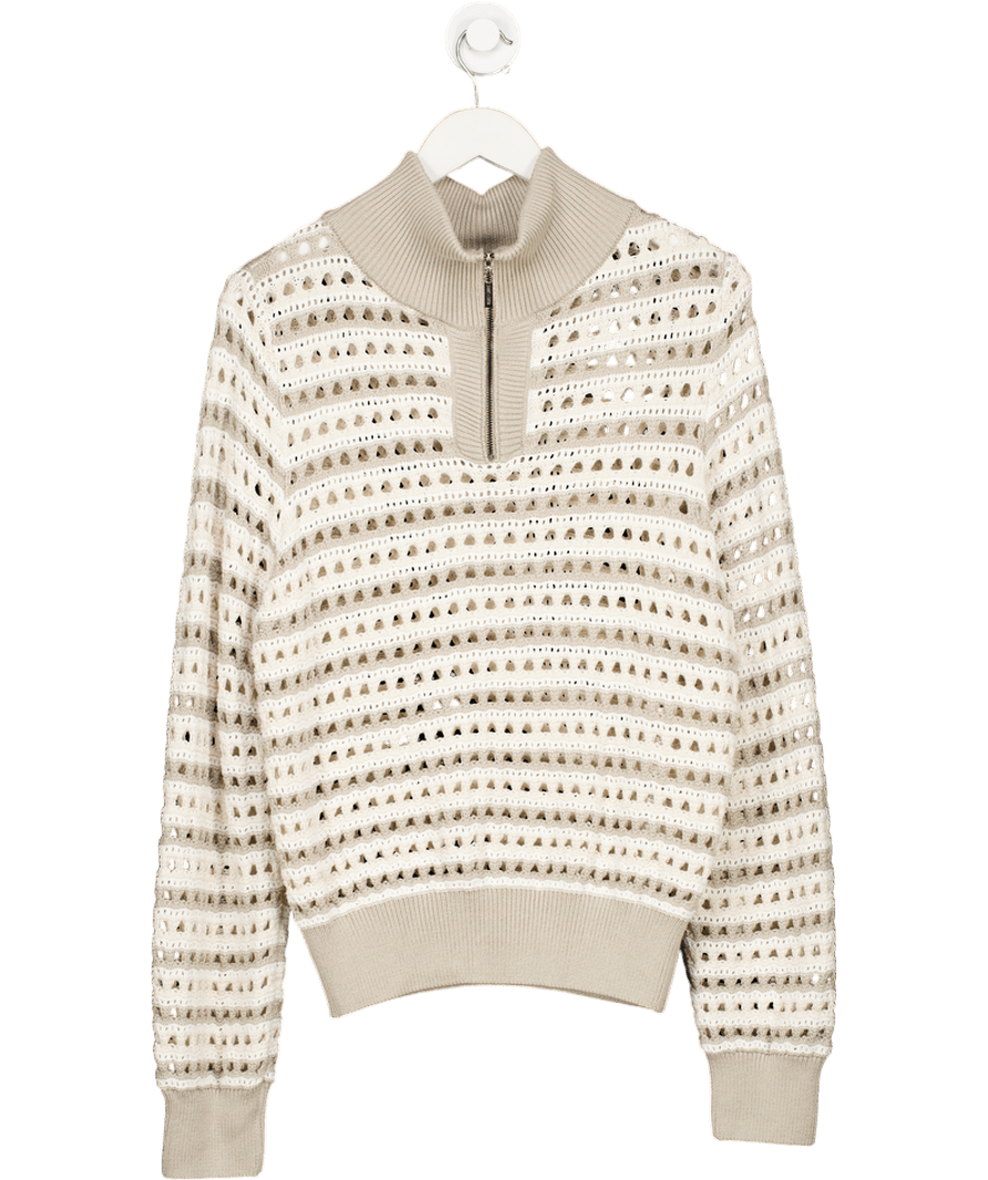 Saint + Sofia Ester Quarter Zip Knit - Beige UK M - Reliked