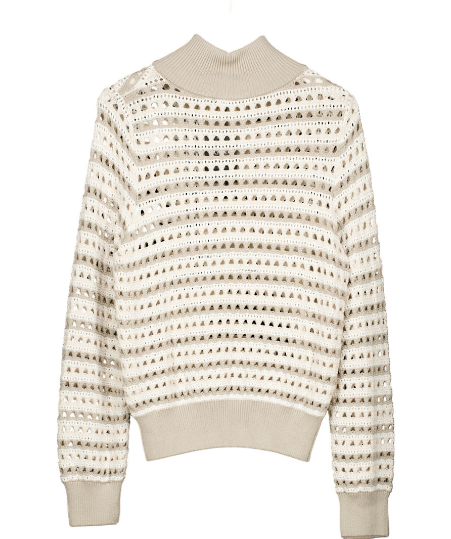 Saint + Sofia Ester Quarter Zip Knit - Beige UK M - Reliked