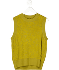 Saint + Sofia Olive Green Cotton / Viscose Blend Jacquard Sleeveless Knit Top UK S - Reliked
