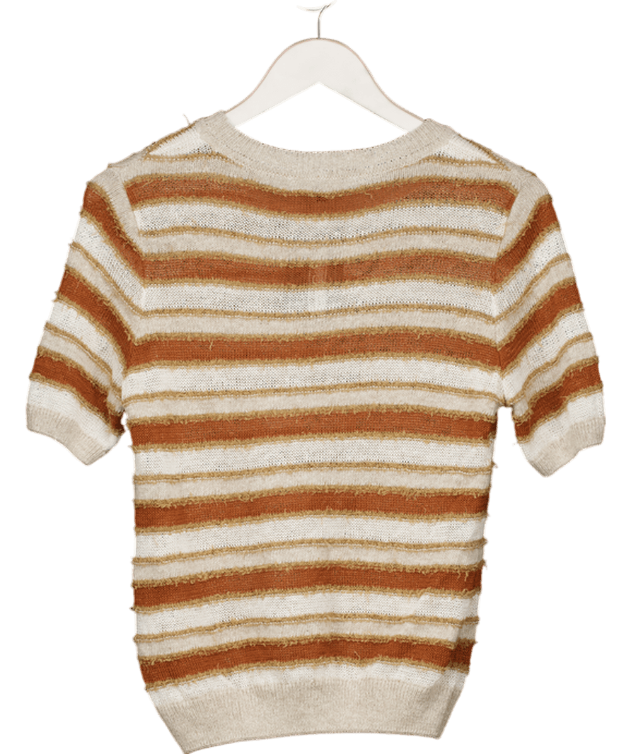 Saint + Sofia Orange Fearne Knitshort Sleeve - Rust Stripe UK XS - Reliked