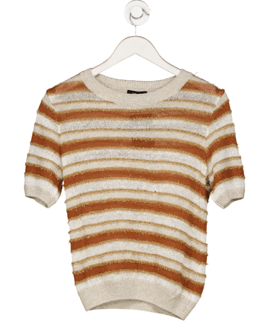 Saint + Sofia Orange Fearne Knitshort Sleeve - Rust Stripe UK XS - Reliked