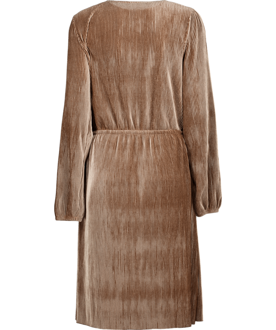Saint Tropez Nude Pink Velvet Wrap Front Dress UK M - Reliked