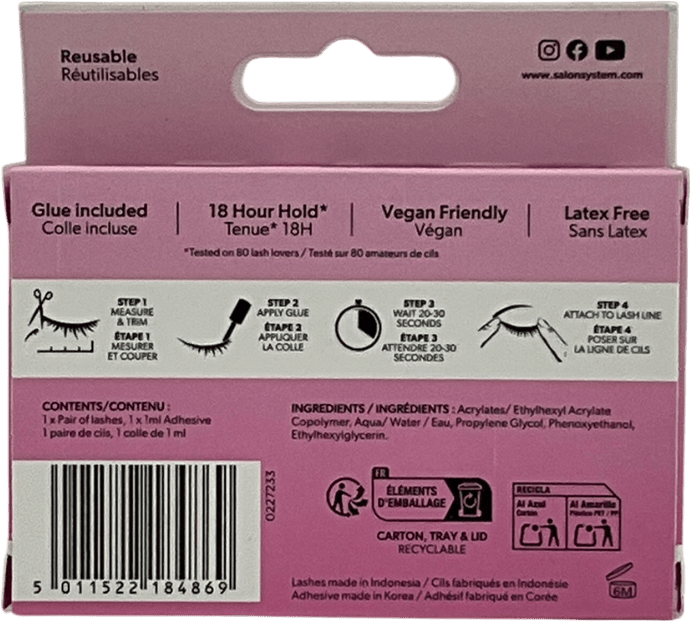 salon system 3/4 Length 130 Wispy Volume Lashes One size - Reliked