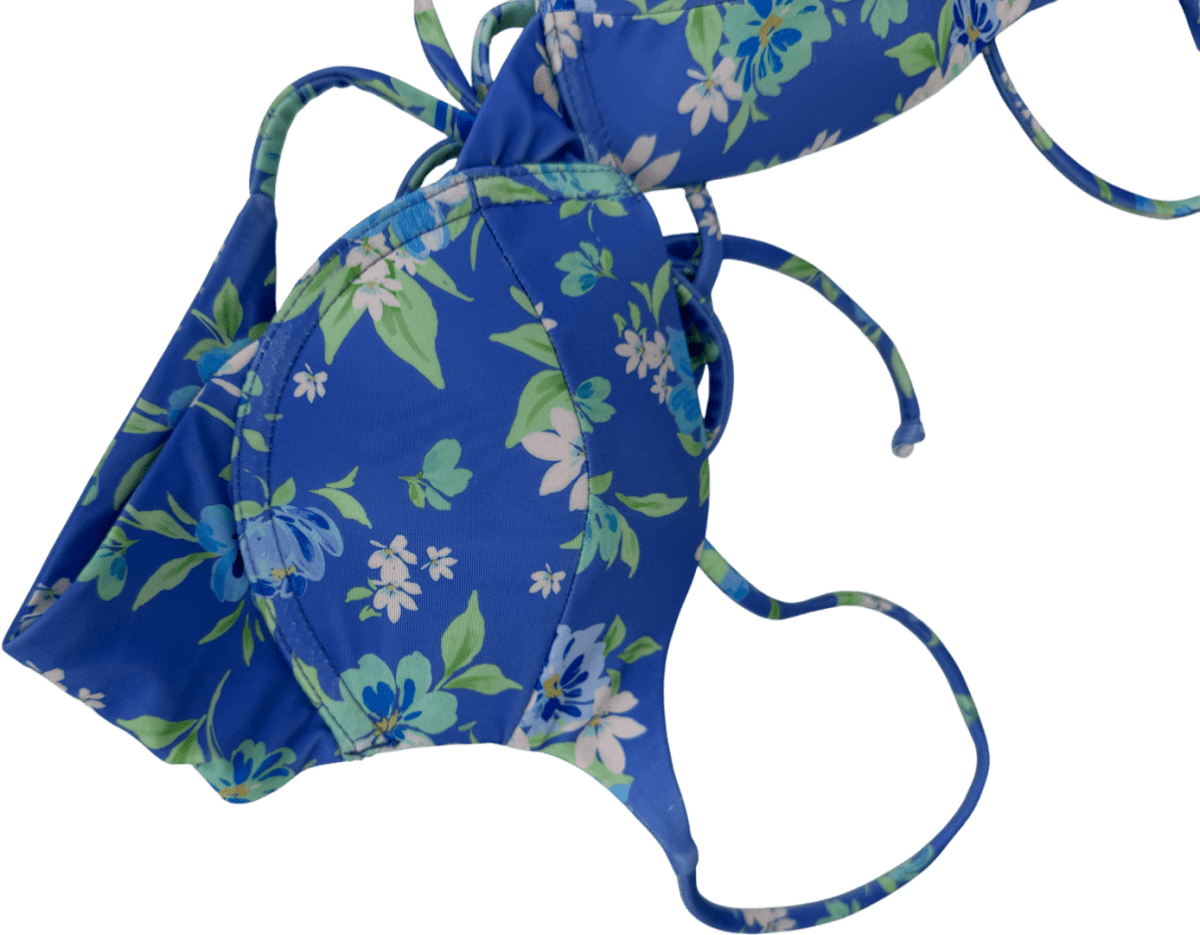 Salty Little Things Blue Floral 2 - piece Bikini Set - Top Uk M Bottoms UK S - Reliked