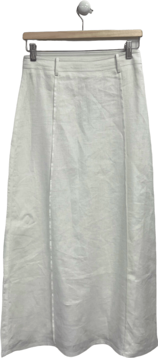 Sancia White Linen Midi Skirt UK S - Reliked