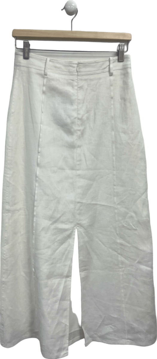 Sancia White Linen Midi Skirt UK S - Reliked