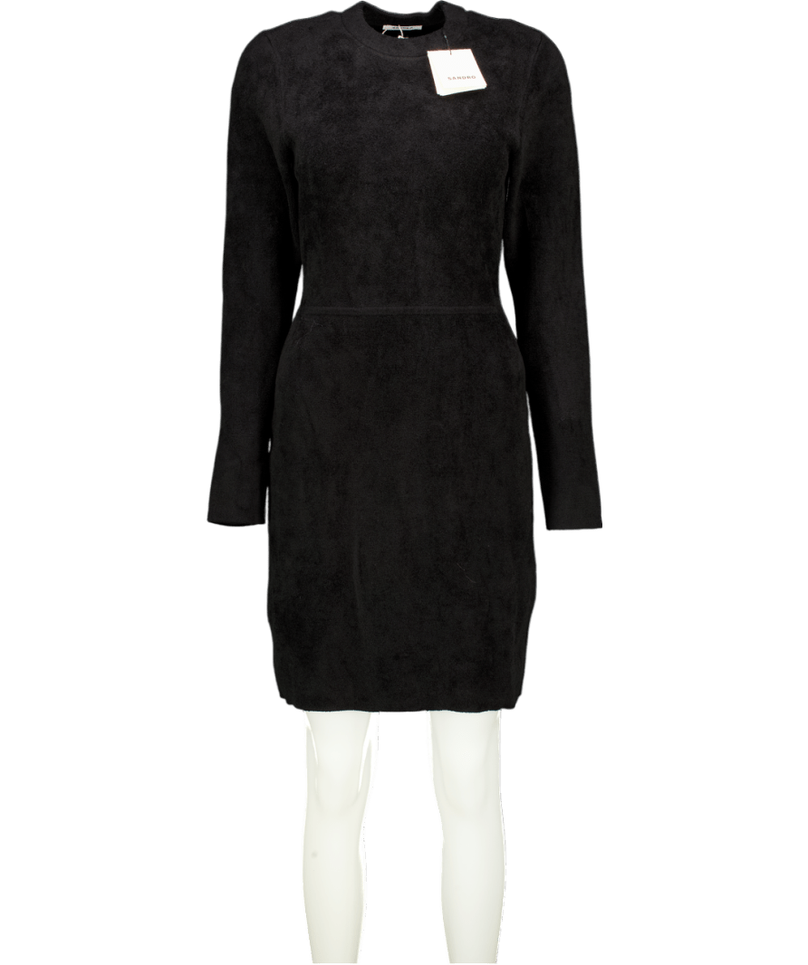 Sandro Black Back Cutout Supersoft Chenille Mini Dress FR40 UK 12 - Reliked