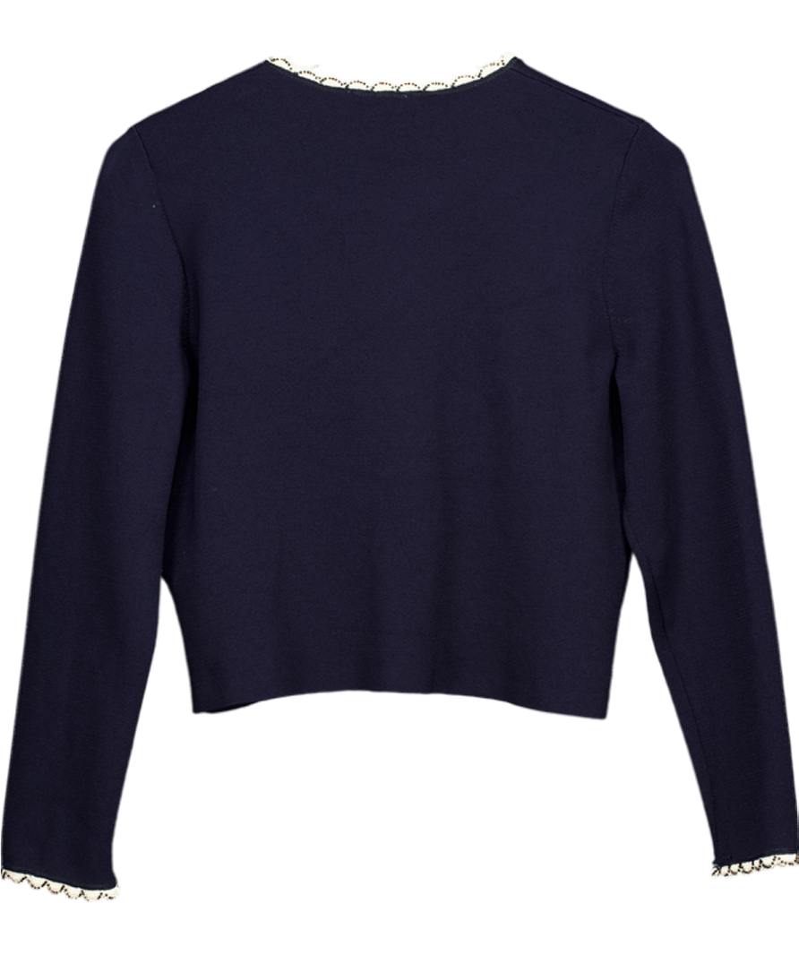 Sandro Black Cropped Scallop Lace Detail Cardigan Jacket Sz2 UK 10 - Reliked