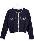 Sandro Black Cropped Scallop Lace Detail Cardigan Jacket Sz2 UK 10 - Reliked