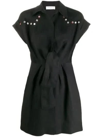 Sandro Black Mavel Tie - front Shirt Dress UK 8 - Reliked