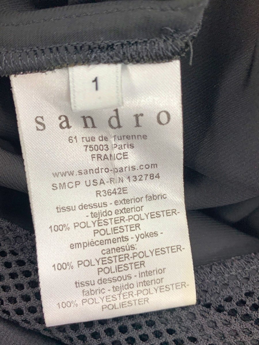 Sandro Black Sleeveless Mesh Panel Draped Dress UK S - Reliked