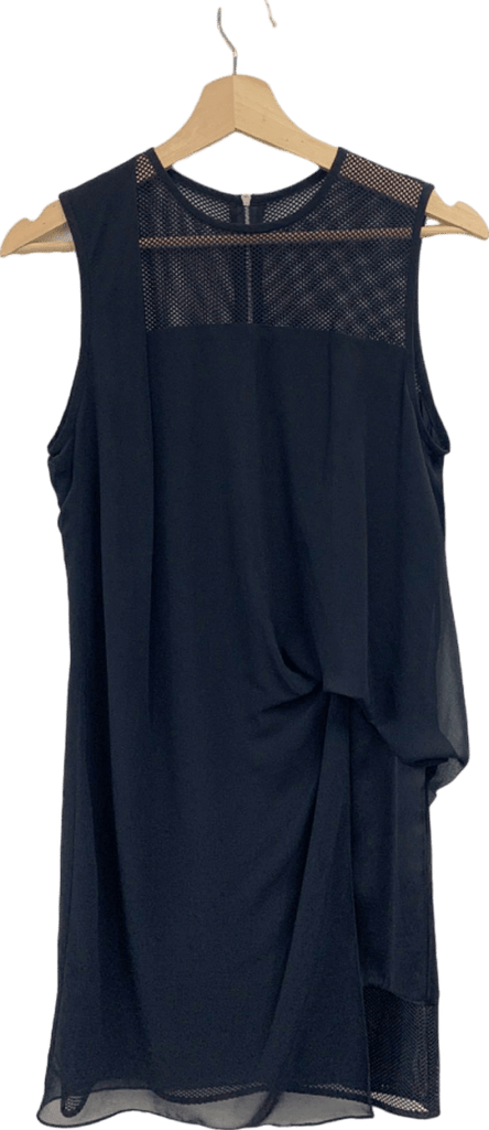 sandro mesh dress Sandro Black Sleeveless Mesh Panel Draped Dress UK S