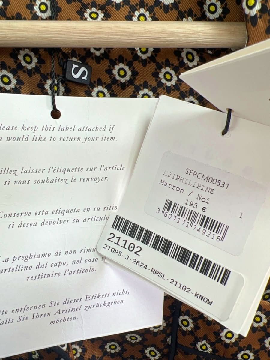 Sandro Brown Floral Print Shirt UK 12 - Reliked