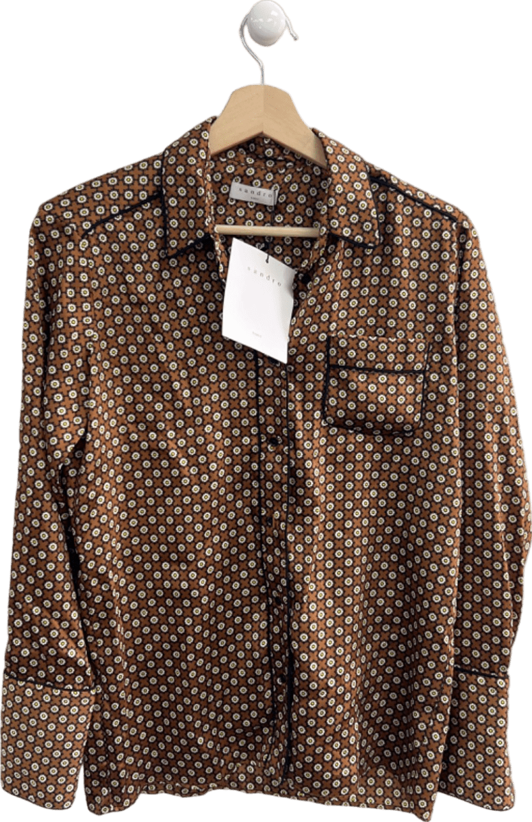Sandro Brown Floral Print Shirt UK 12 - Reliked