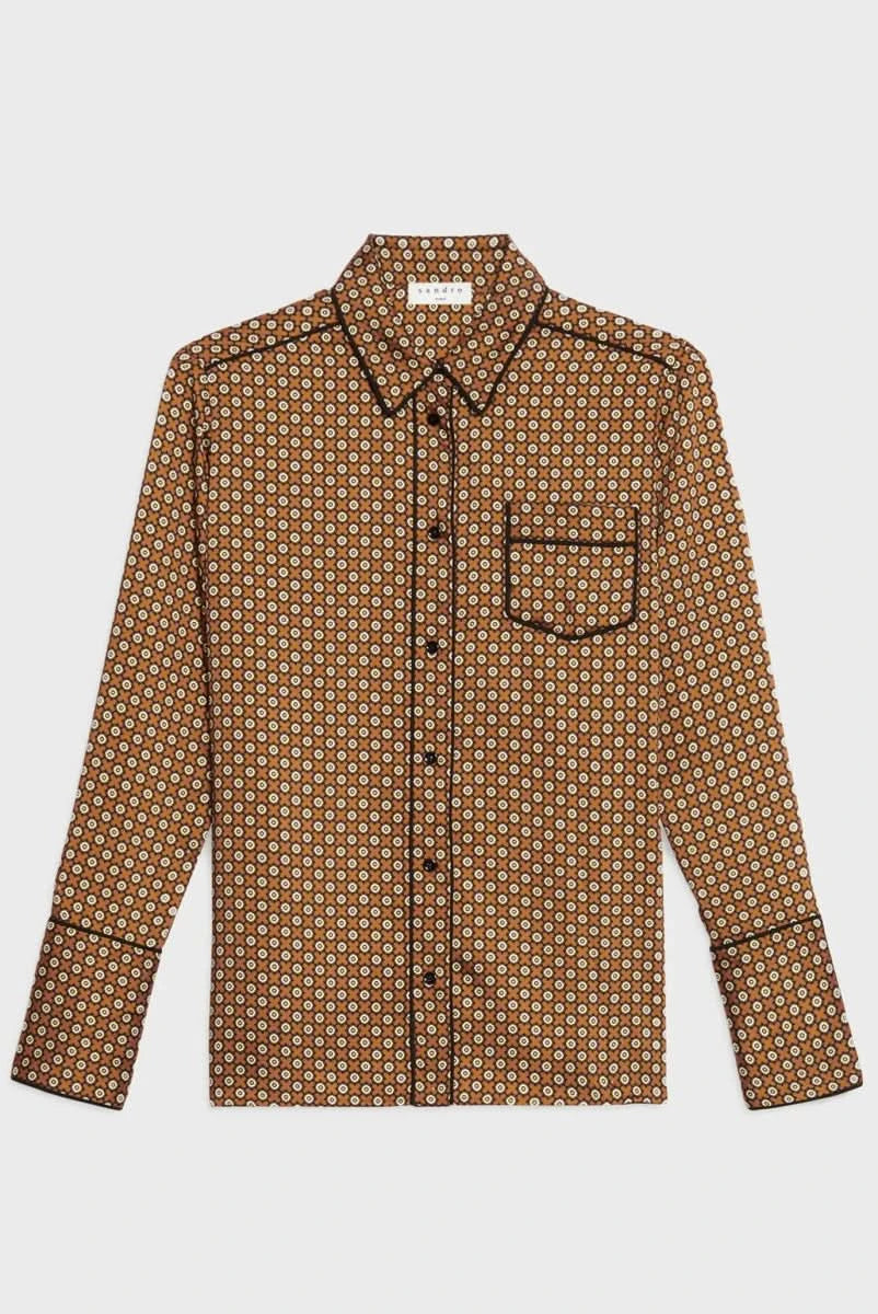 Sandro Brown Floral Print Shirt UK 12 - Reliked