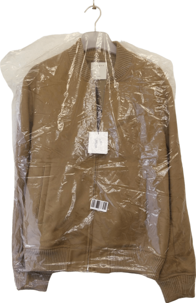 Sandro Brown Tan Teddy Elasticated - cuffs Regular - fit Wool - blend Jacket UK L - Reliked