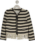 Sandro Cream / Black Voeu Striped Fringe Jacket Fr38 UK 10 - Reliked