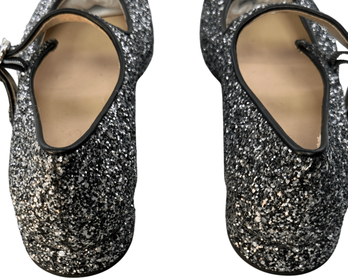 Sandro Paris Black Contrast - toe Glittered And Leather Mary Jane Flats UK 7 EU 40 👠 - Reliked