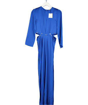 SANDRO PARIS Blue Eleganzia Cutout Satin Finish Maxi Dress Fr34 UK 6