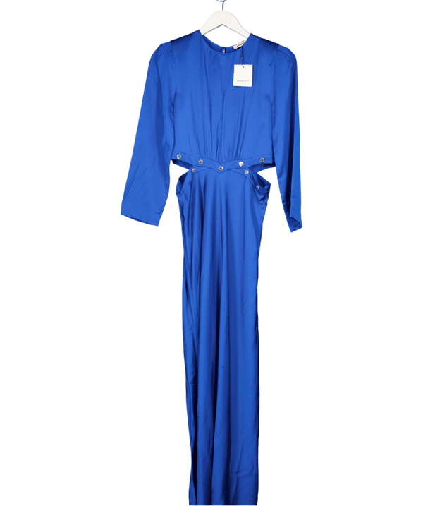 SANDRO PARIS Blue Eleganzia Cutout Satin Finish Maxi Dress Fr34 UK 6
