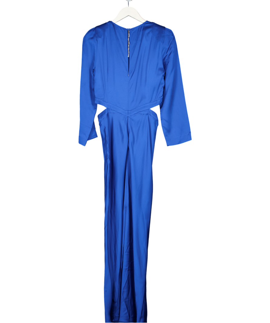 SANDRO PARIS Blue Eleganzia Cutout Satin Finish Maxi Dress Fr34 UK 6 - Reliked