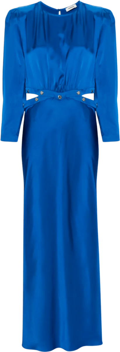 SANDRO PARIS Blue Eleganzia Cutout Satin Finish Maxi Dress Fr34 UK 6