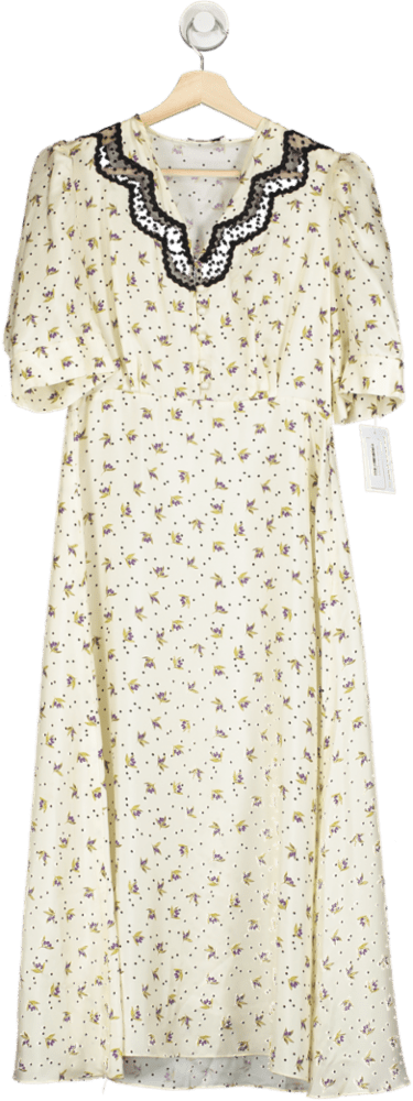 Sandro Paris Cream Floral Print Silk Maxi Dress FR40 UK 12 - Reliked