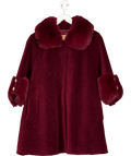 Santinni London Red 'marilyn' Wool Shearling Embellished Swing Coat In Rosso UK XS - Reliked