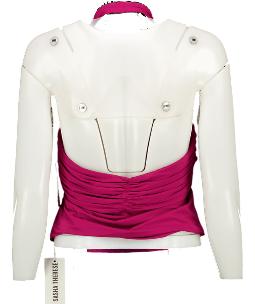 Sasha Therese Pink Ruched Blair Halter Top UK L - Reliked