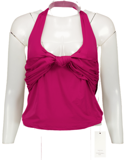 Sasha Therese Pink Ruched Blair Halter Top UK L - Reliked