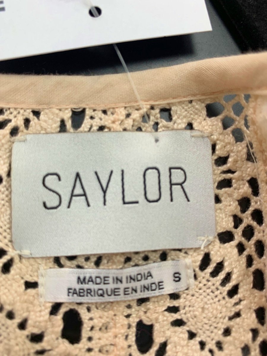 Saylor New York Blush Pink Lace Inset Midi Dress UK S - Reliked