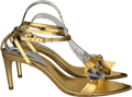 Schutz Metallic Gold/silver Leather Bow Detail Heeled Sandals UK 8 EU 41 👠 - Reliked
