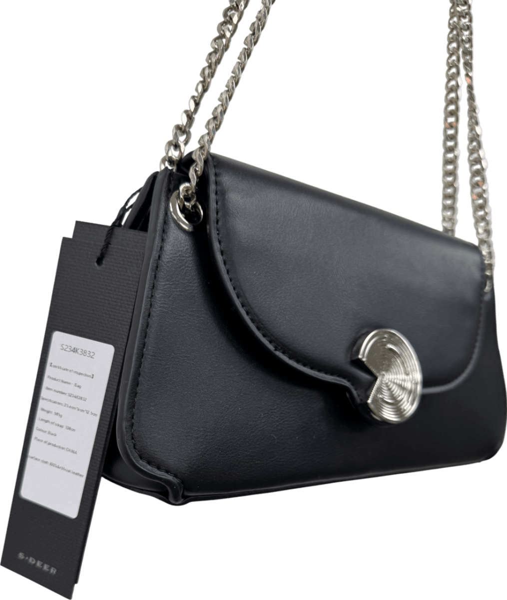 S.Deer Black / Silver Chain Strap Bag - Reliked